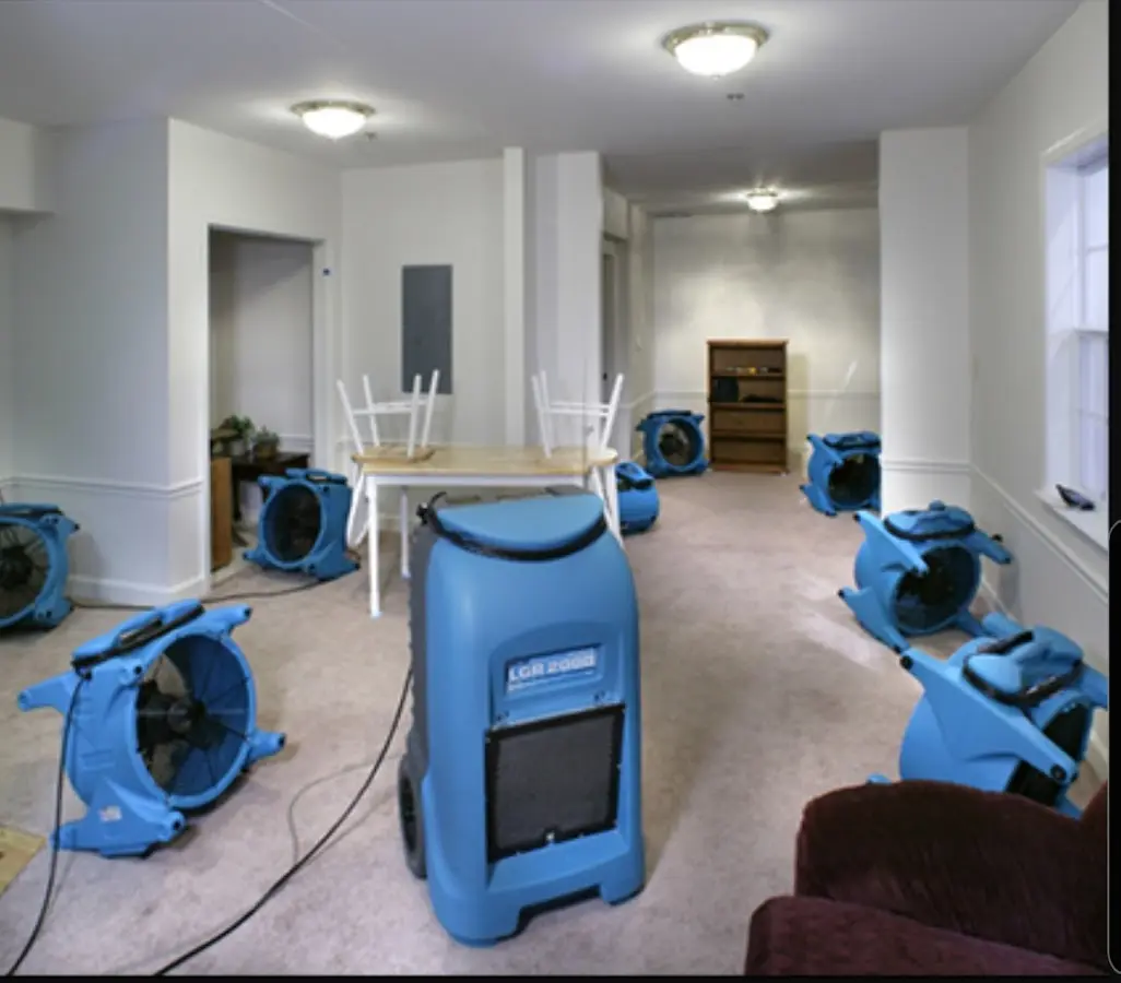 Air movers and dehumidifier setup for Water Extraction & Removal in North Tonawanda